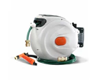 Green Fingers Water Hose Reel 20M Retractable Garden Brass Spray Gun Auto Rewind