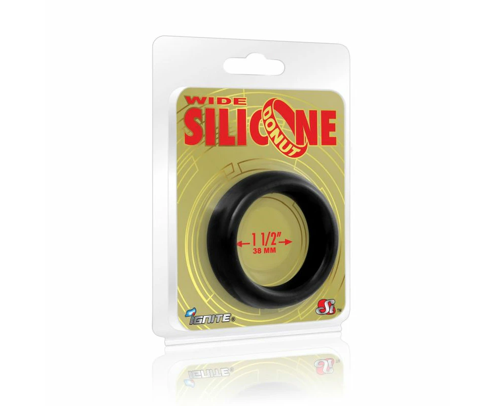 Wide Donut Black Cock Ring 38mm