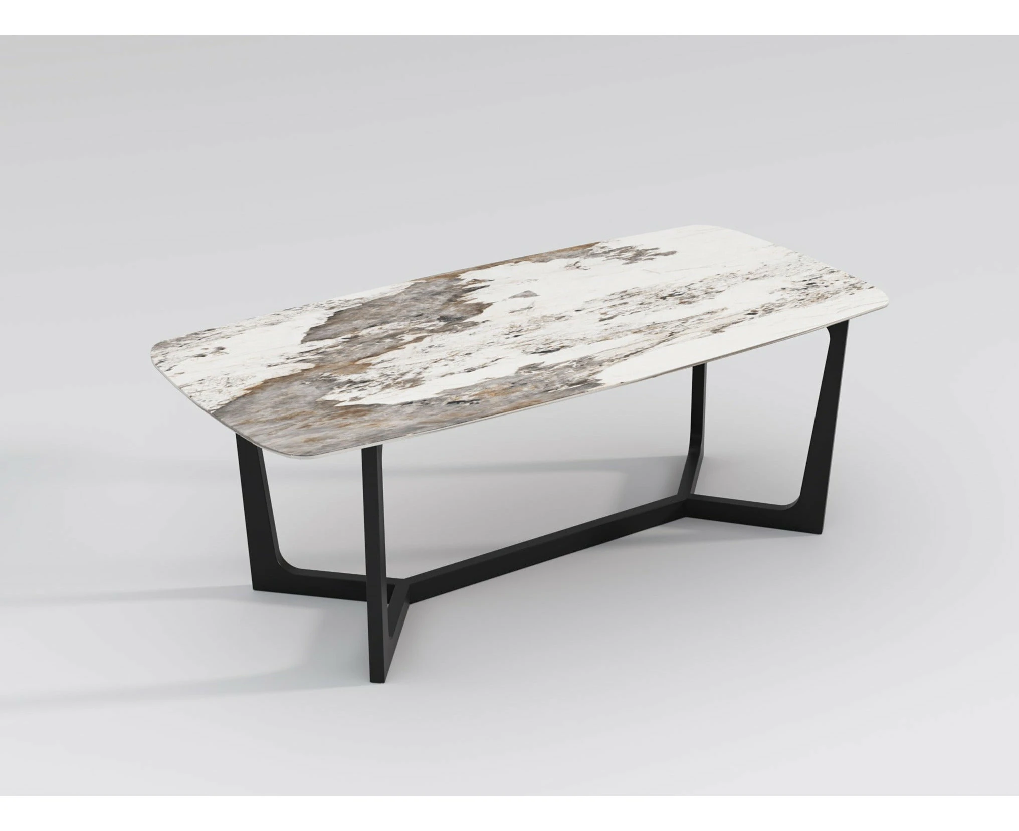 Barley Dining Table/Timber Legs/Ceramic/Marble Tabletop - Regular Veiny White Marble