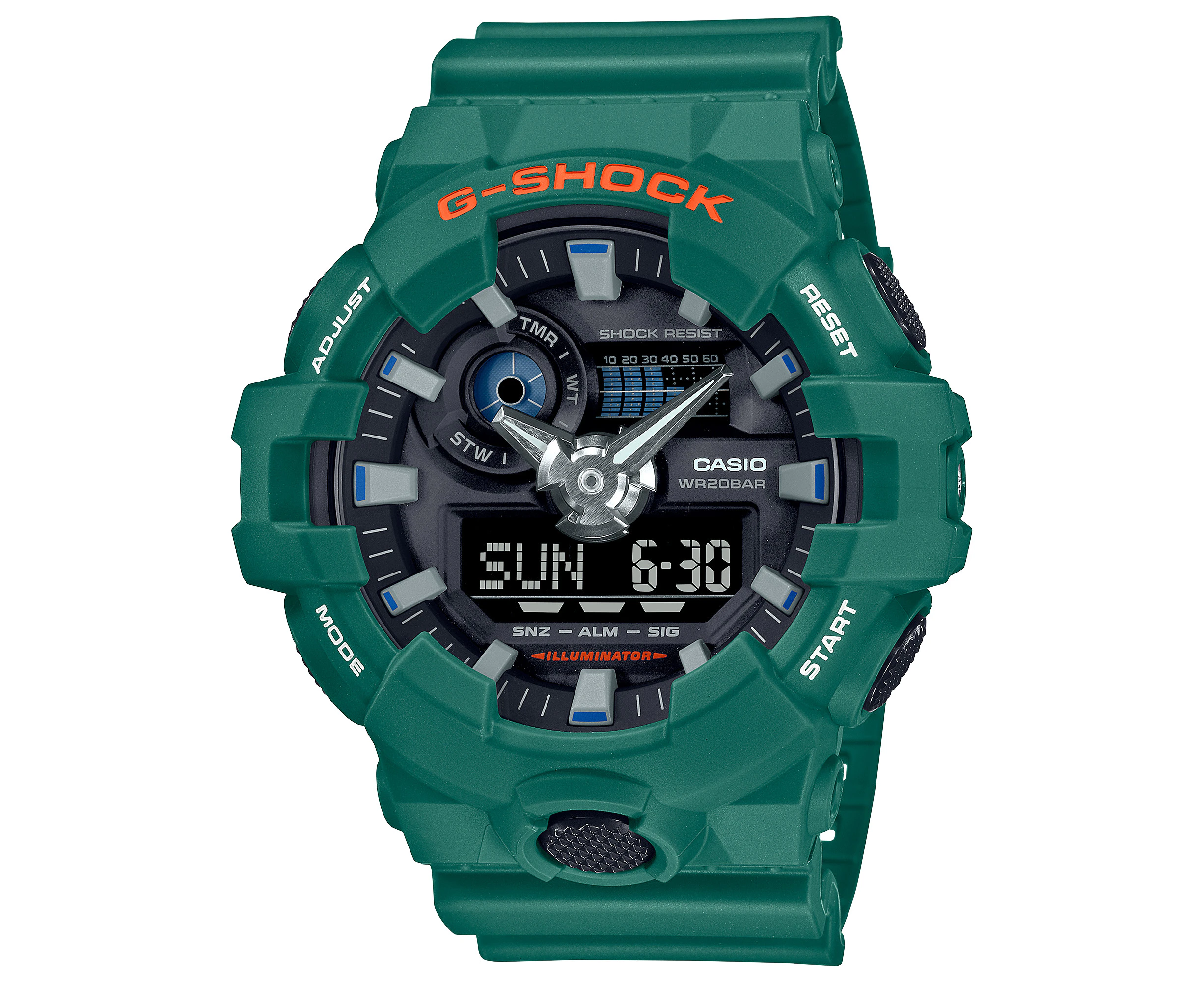 G-Shock Analog Digital Green Resin Band Watch GA700SC-3A