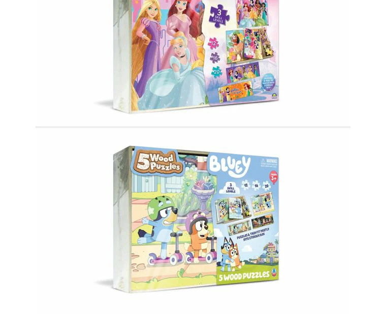 Licensed 5 Pack Wood Jigsaw Puzzles - Assorted*