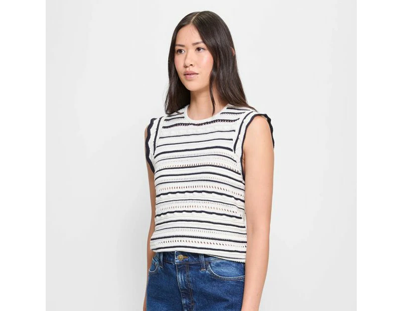 Target Frill Sleeve Textured Knit Tank Top