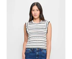 Target Frill Sleeve Textured Knit Tank Top