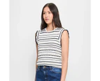 Target Frill Sleeve Textured Knit Tank Top