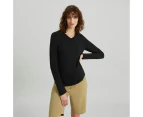 Kathmandu Women's 100% Merino Long Sleeve V-Top - Black