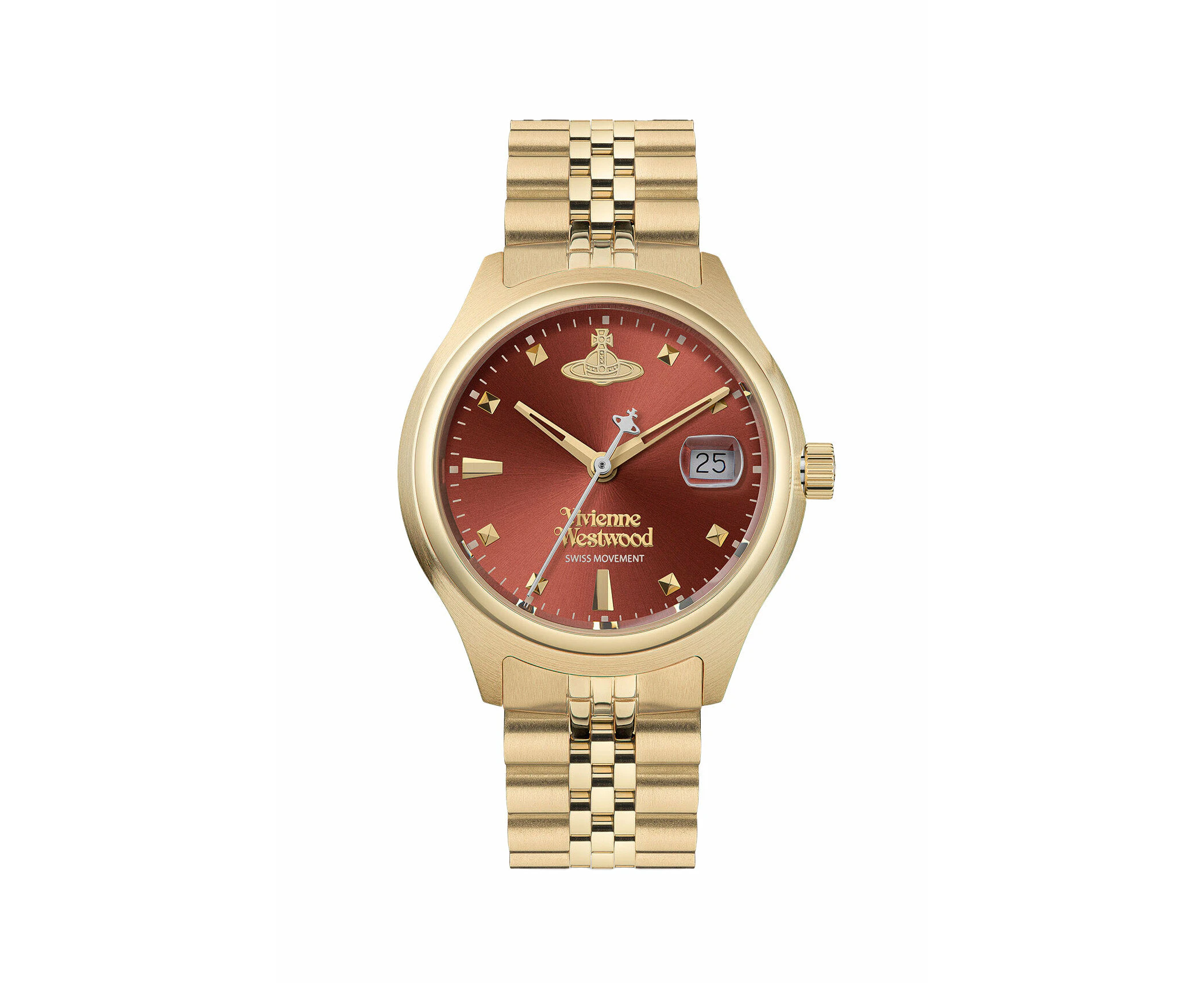 Vivienne Westwood Little Camberwell Red Dial Gold Strap Watch