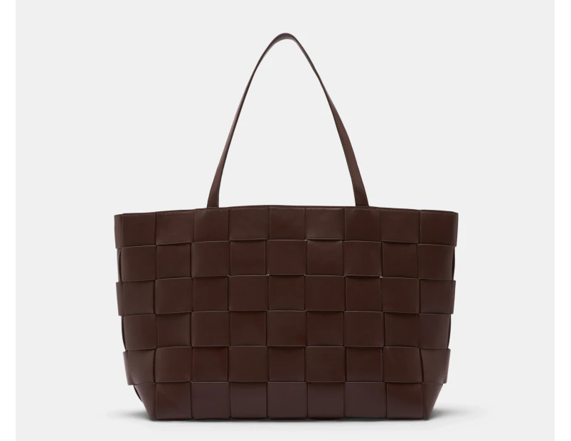 Tony Bianco Zulu Woven Tote Bag - Chocolate