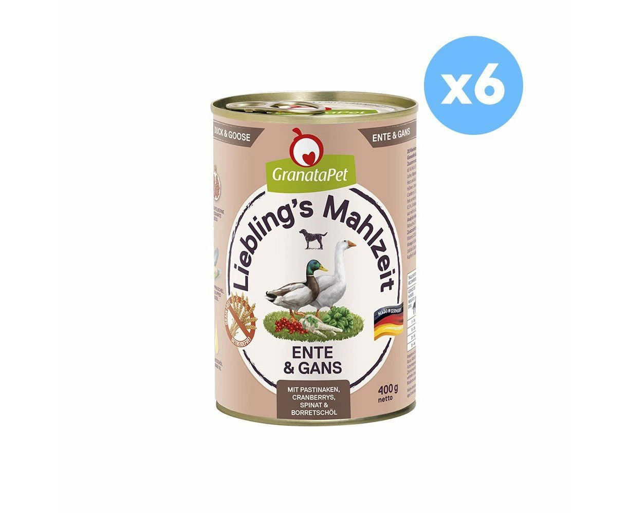 GRANATAPET Liebling's Mahlzeit Dog Wet Food 400gX6 ( 4 Variants) - Duck & Goose