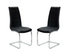 Raimon Furniture Set of 2 Hanson Faux Leather Dining Chair - Chrome Legs - Black