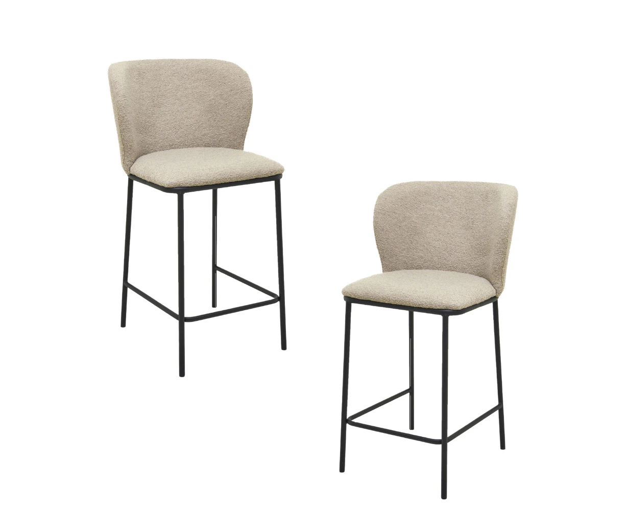 Raimon Furniture Set Of 2 Paolo Modern Boucle Fabric Kitchen Counter Bar Stool - Latte