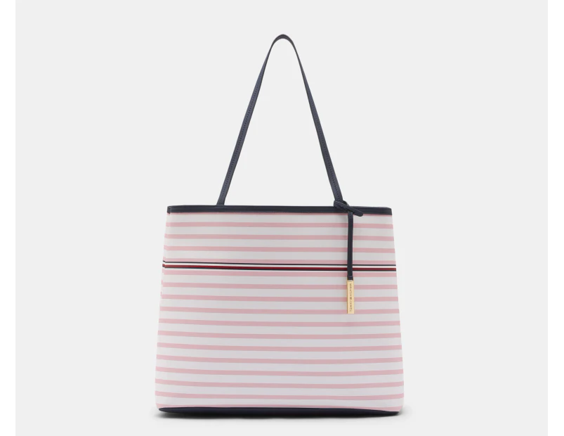 Tommy Hilfiger Rose Striped Tote Bag - White/Pink