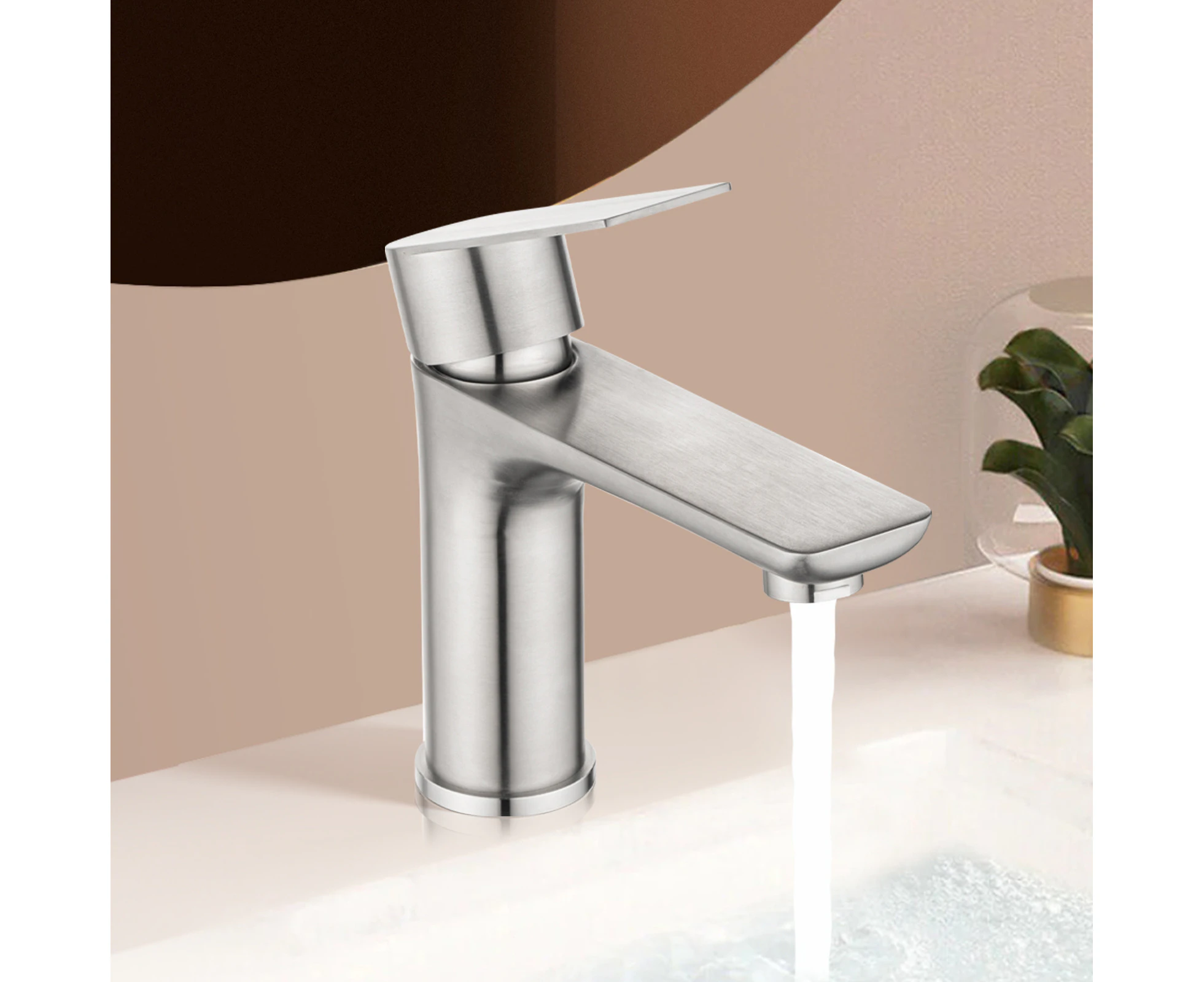 Brushed Basin Mixer Tap Stainless Steel Bathroom Vanity Sink Faucets Laundry tap