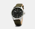 Tommy Hilfiger Men's 43mm Forrest Cordura/Leather Watch - Black/Green/Silver