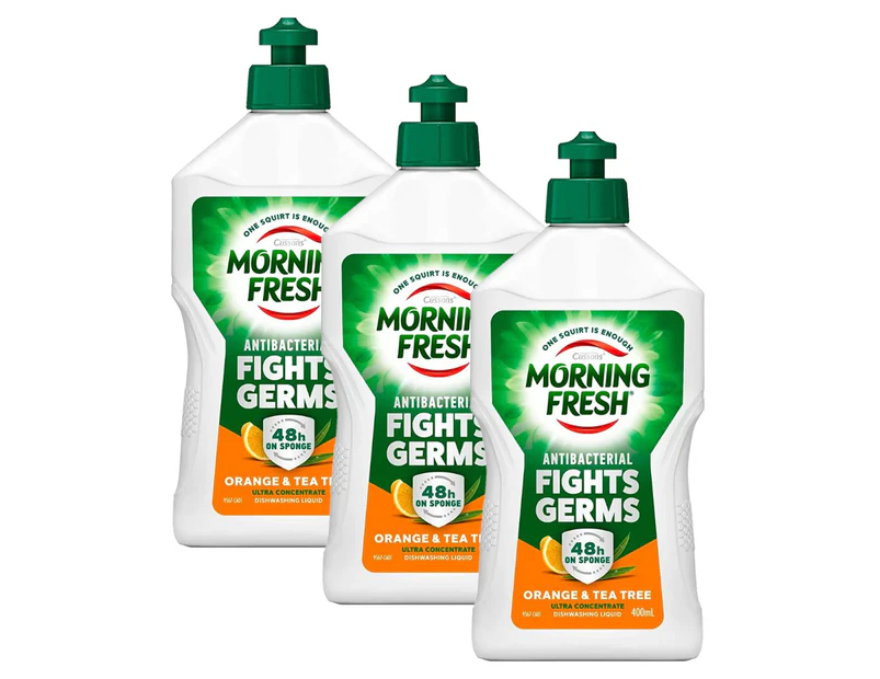 3 x Morning Fresh 400ml Dishwashing Liquid Cleaning Concentrate Orange/Tea Tree