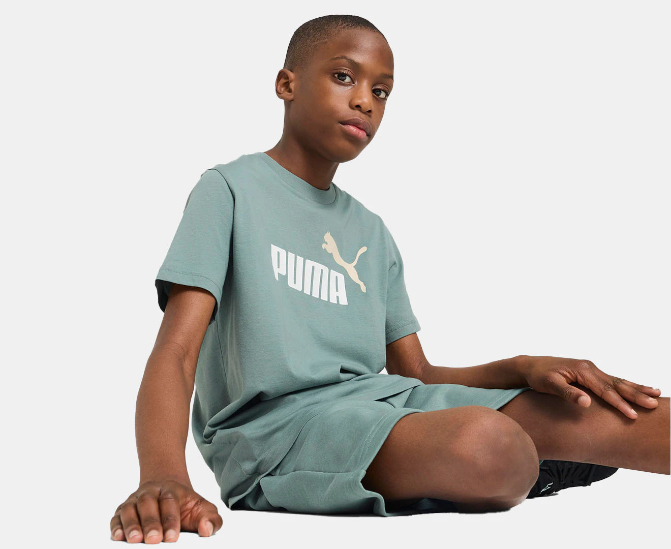 Puma Kids'/Youth Essentials 2 Colour Logo Tee / T-Shirt / Tshirt - Green Moon