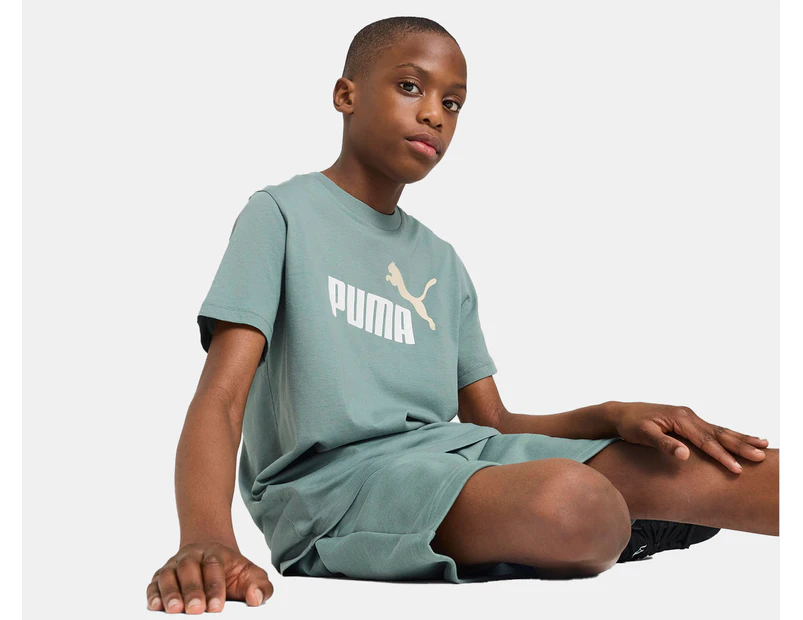 Puma Kids'/Youth Essentials 2 Colour Logo Tee / T-Shirt / Tshirt - Green Moon