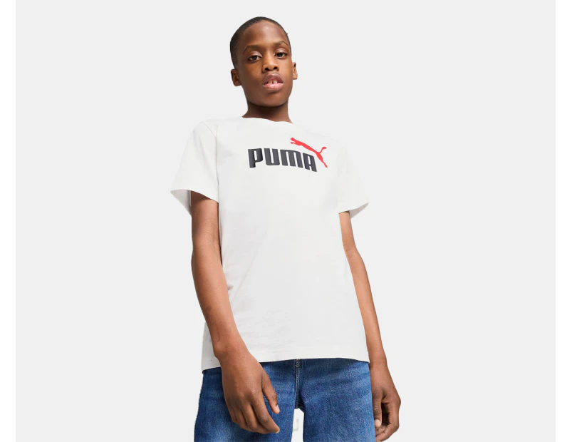 Puma Kids'/Youth Essentials 2 Colour Logo Tee / T-Shirt / Tshirt - Puma White