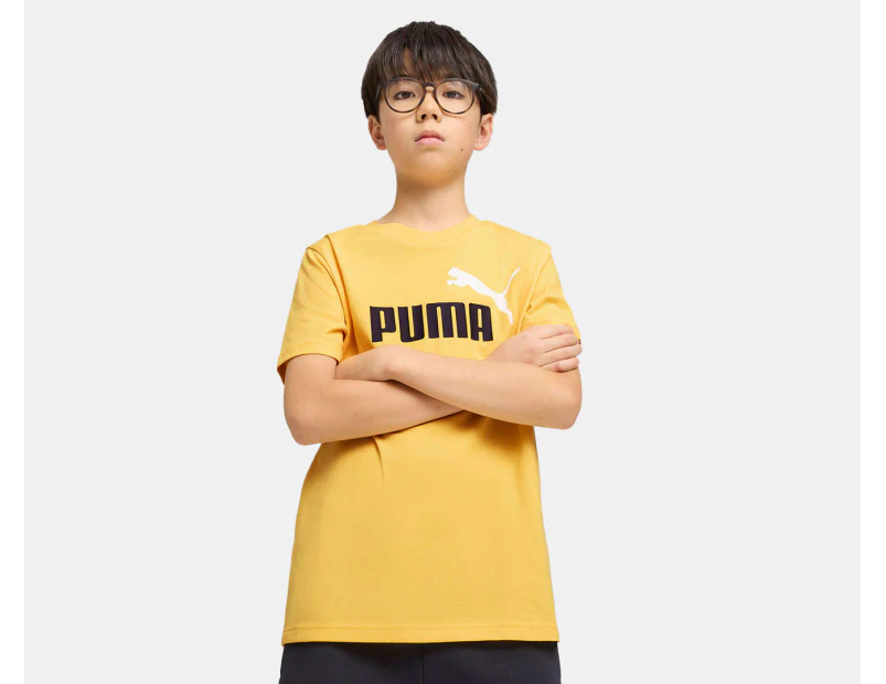 Puma Kids'/Youth Essentials 2 Colour Logo Tee / T-Shirt / Tshirt - Sunny Yellow