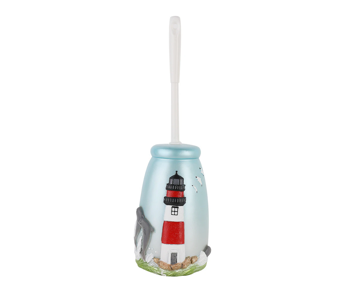 Bathroom Novelty Toilet Brush Holder Marine Lighthouse Pattern Resin Toilet Scrubber Set