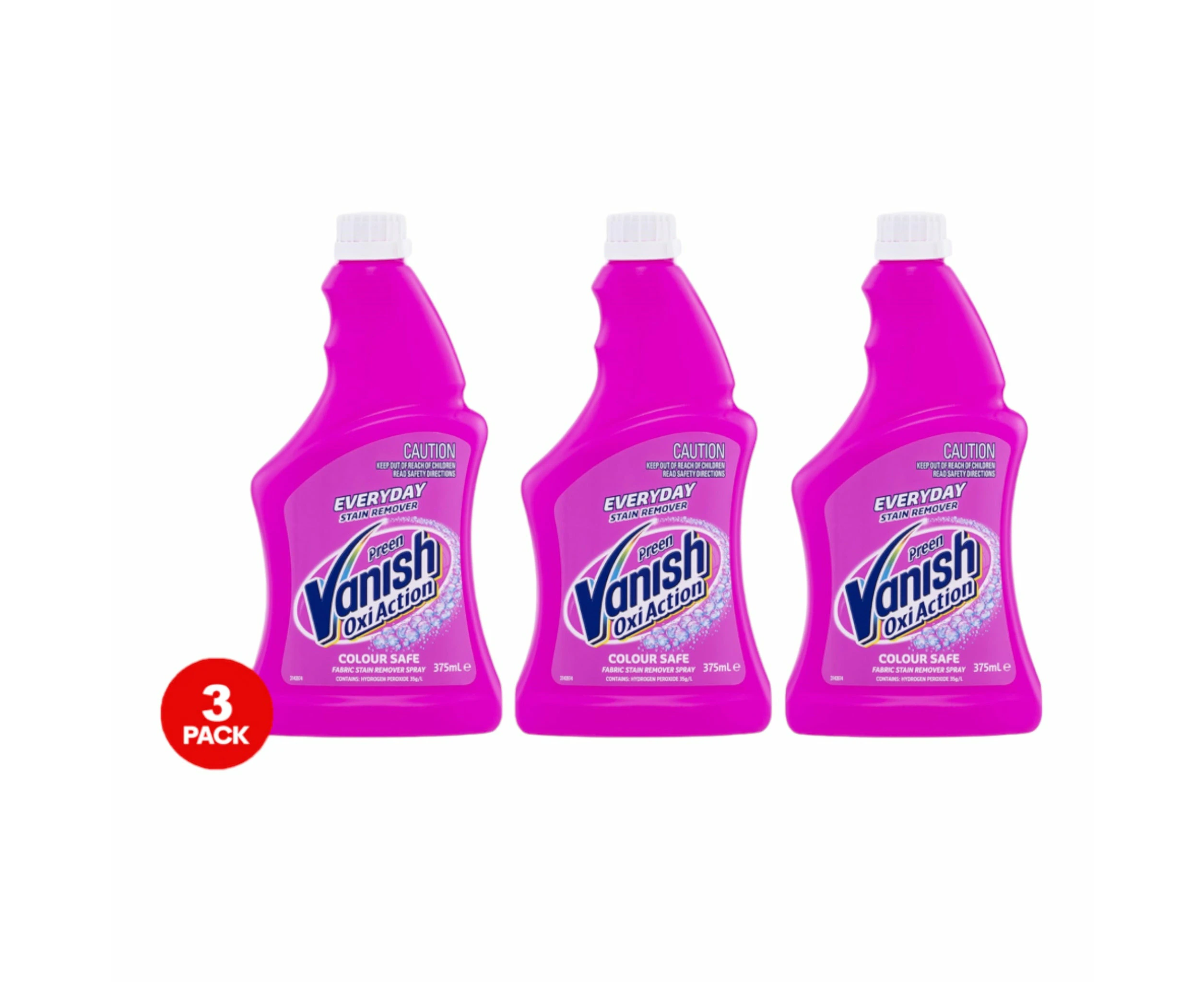 3 Pack Vanish Preen OxiAction Everyday Stain Remover Refill 375mL