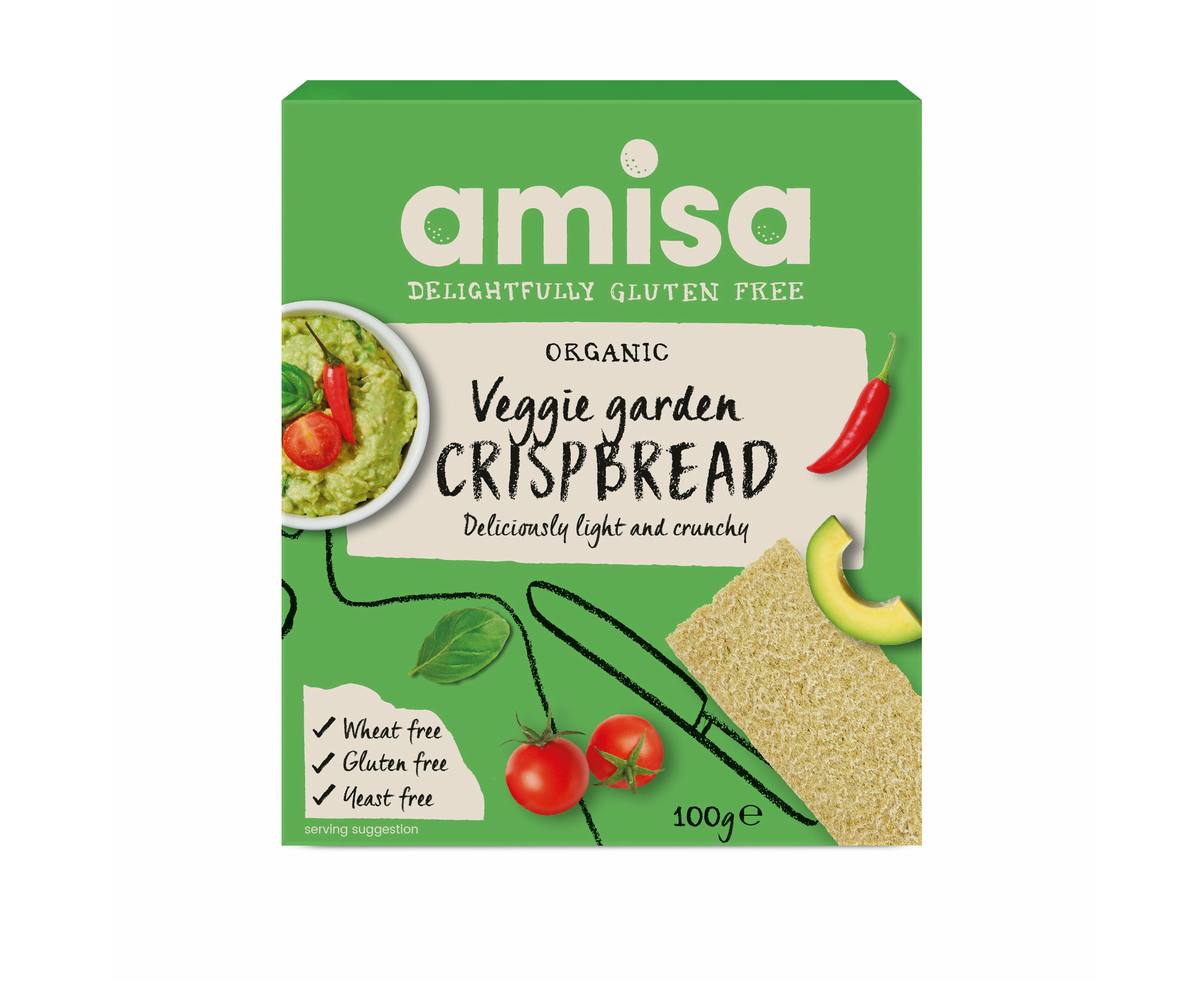 Amisa Organic Crispbread Veggie Garden 100g (Pack of 12)