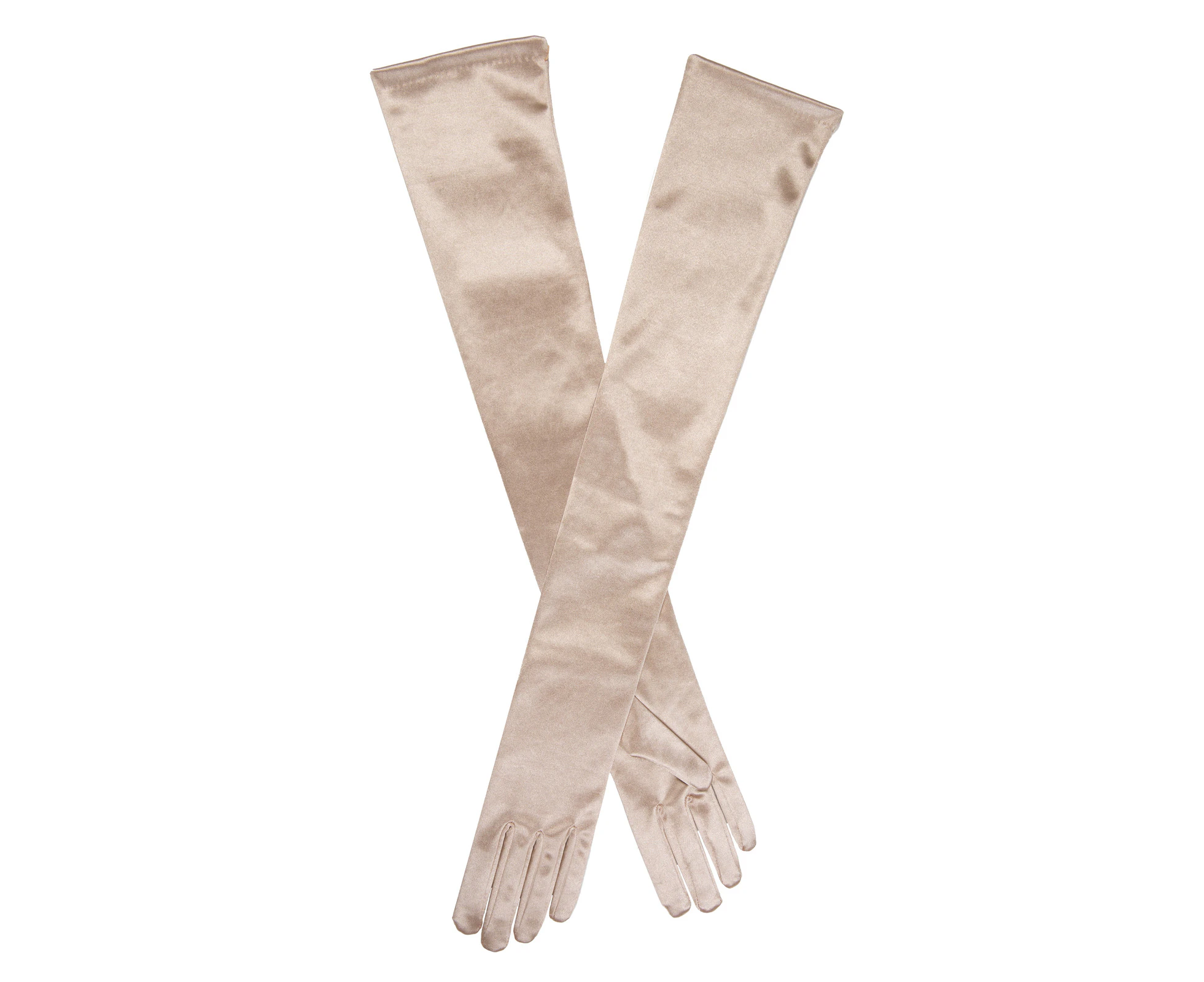 Dents Womens Long Opera Satin Gloves in Champagne