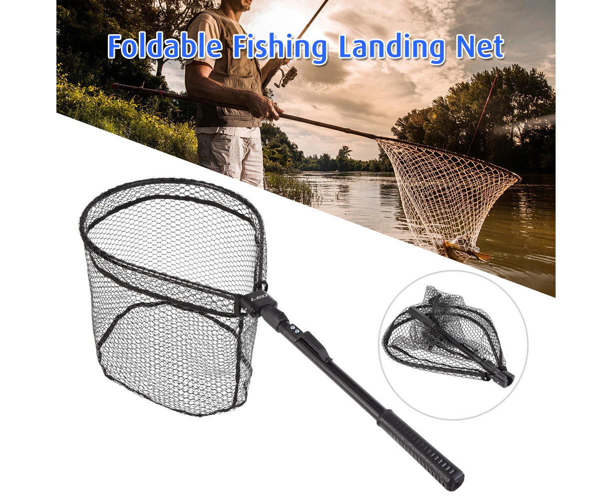 Fishing Landing Net Portable Foldable Lightweight Net Nylon Mesh Fishing Brail Net Aluminum Alloy Frame Fishing Catching Releasing Net Fly Fishing Equ