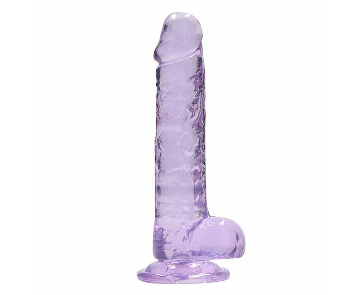 RealRock 7-inch Crystal Clear Dildo with Balls - Purple