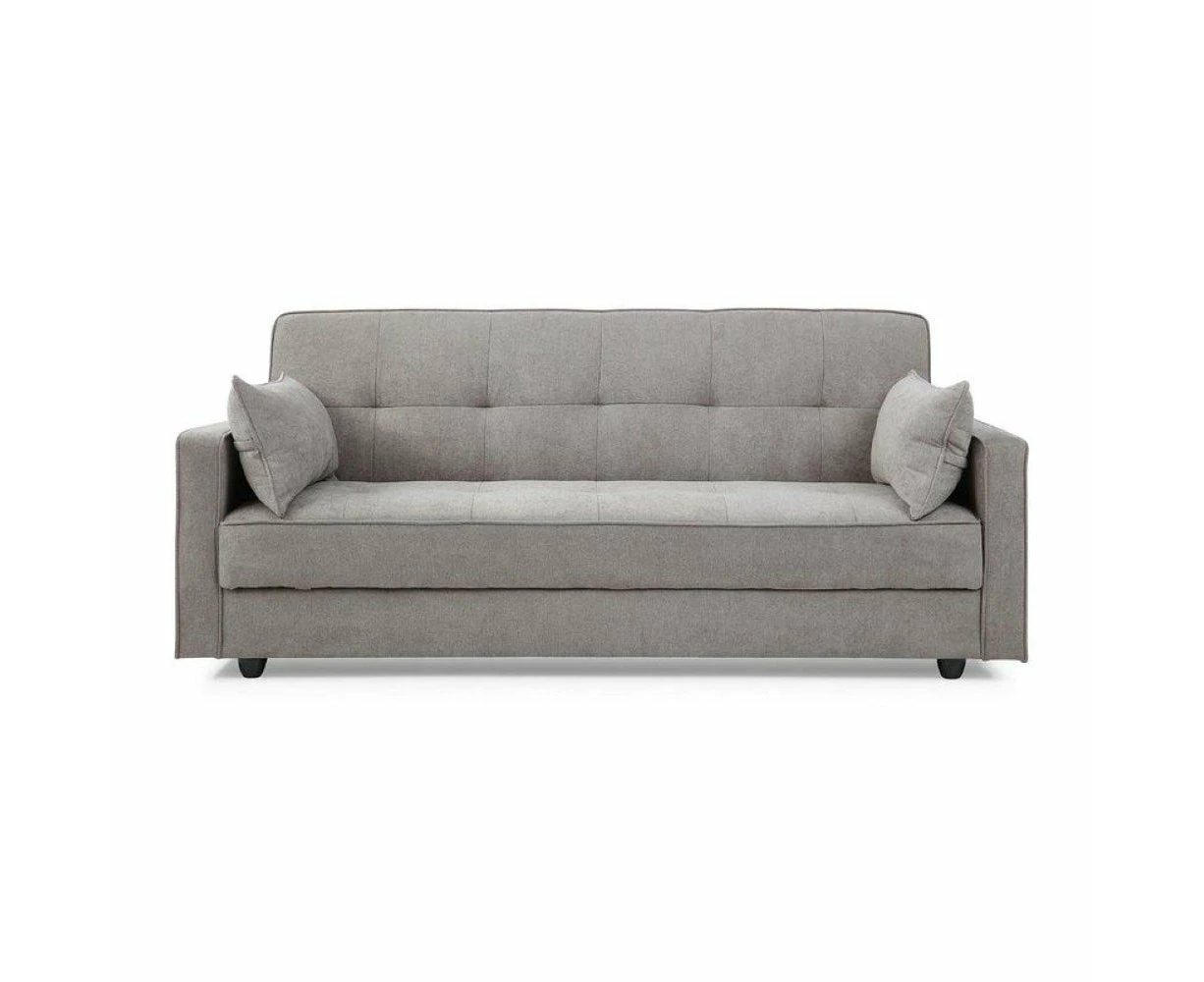 Design Square Modern Designer 3-Seater Suede Fabric Lounge Couch Sofa Bed - Grey