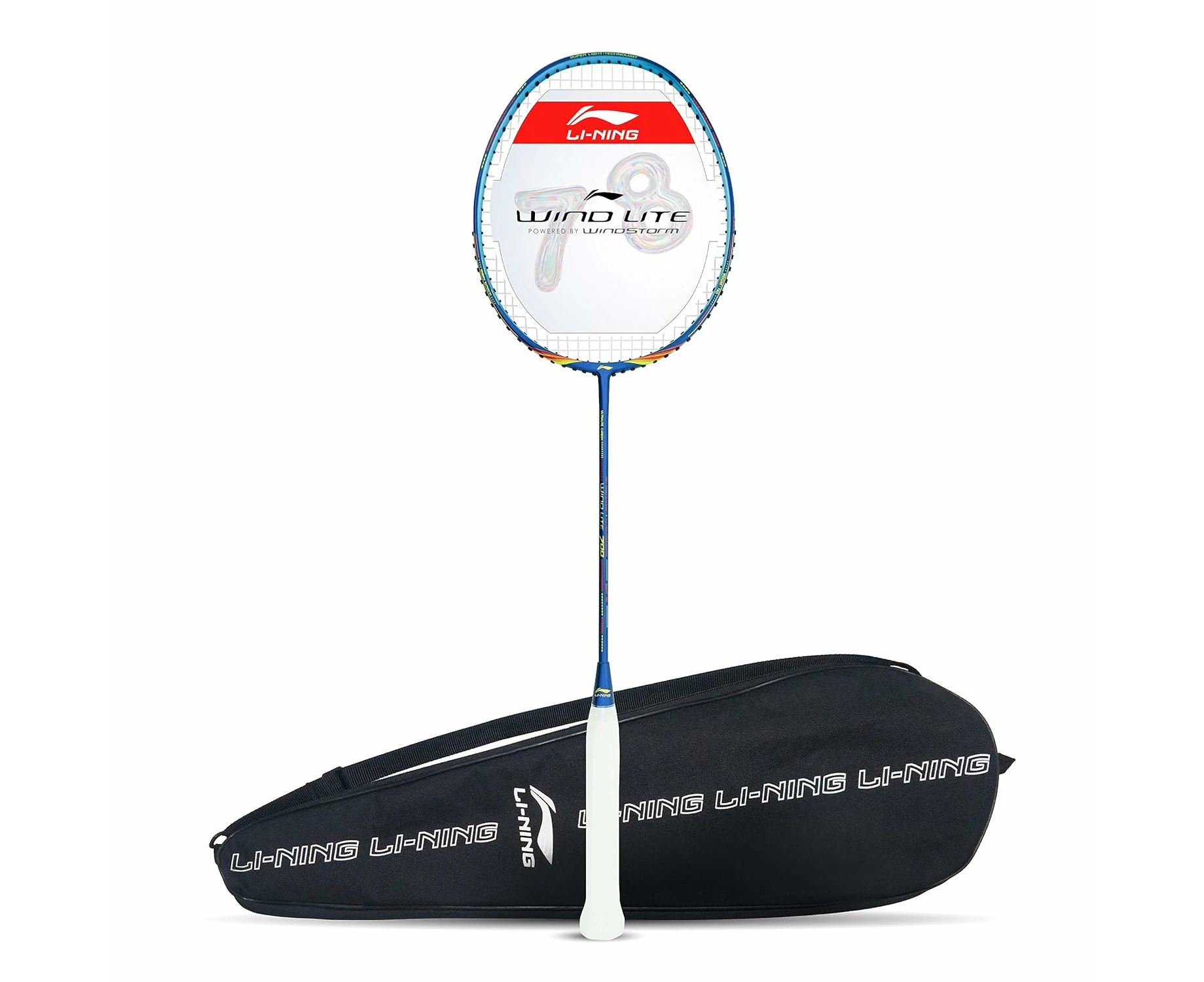 Li-Ning Wind Lite 700 Carbon Fibre Strung Badminton Racket with Full Racket Cover (Navy/Red)| For Intermediate Players