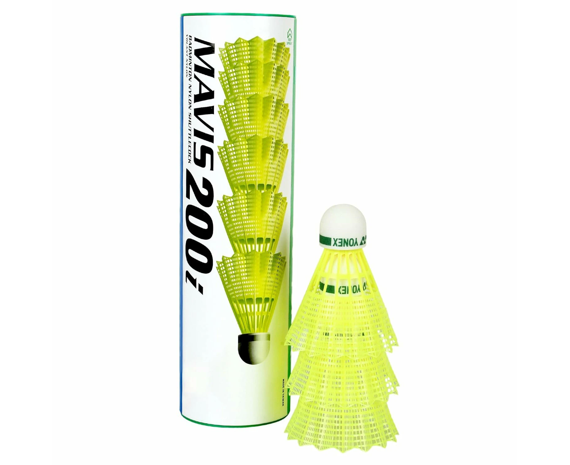 Yonex Mavis 200i Nylon Badminton Shuttlecocks (Yellow, Medium Speed) | Flight Stability | Synthetic Cork