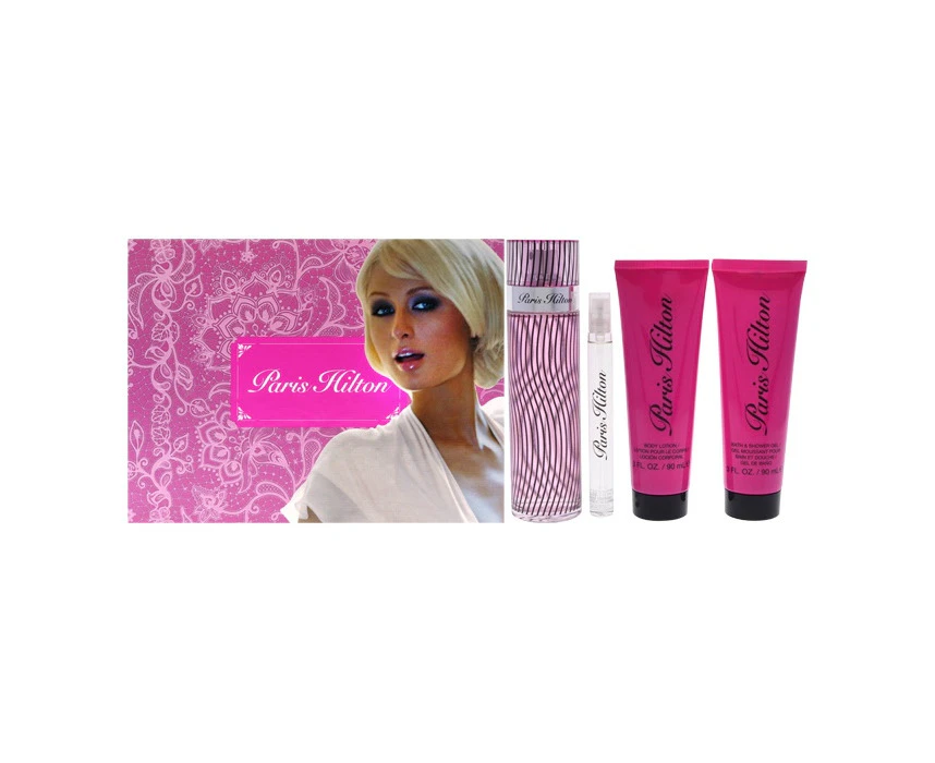 Paris Hilton Paris Hilton For Women  4 Pc Gift Set EDP Spray 10ml/0.34oz EDP Spray 90ml/3oz Body Lotion 90ml/3oz Bath And Shower Gel 100ml/3.4oz