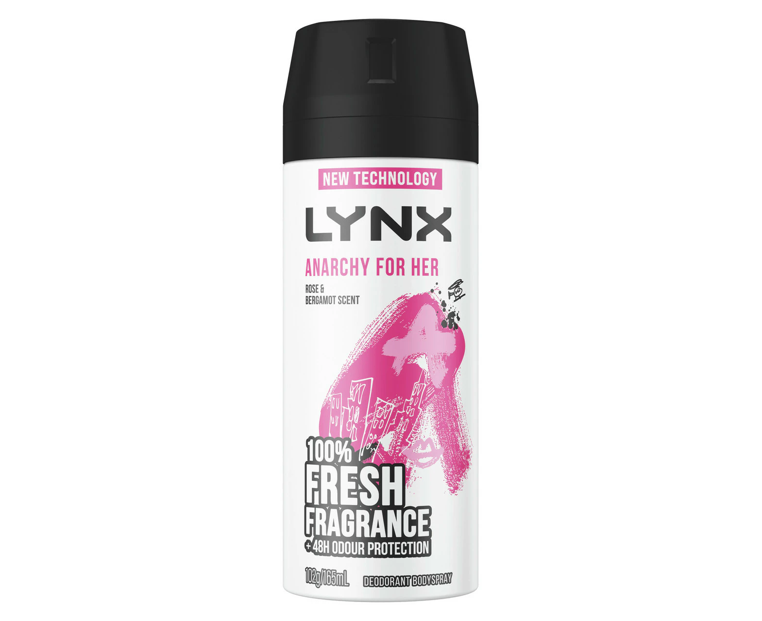 LYNX  Deodorant Body Spray 100% fresh fragrance & 48hr odour protection Anarchy For Her aerosol with added zinc technology to fight odour & odour-causin...