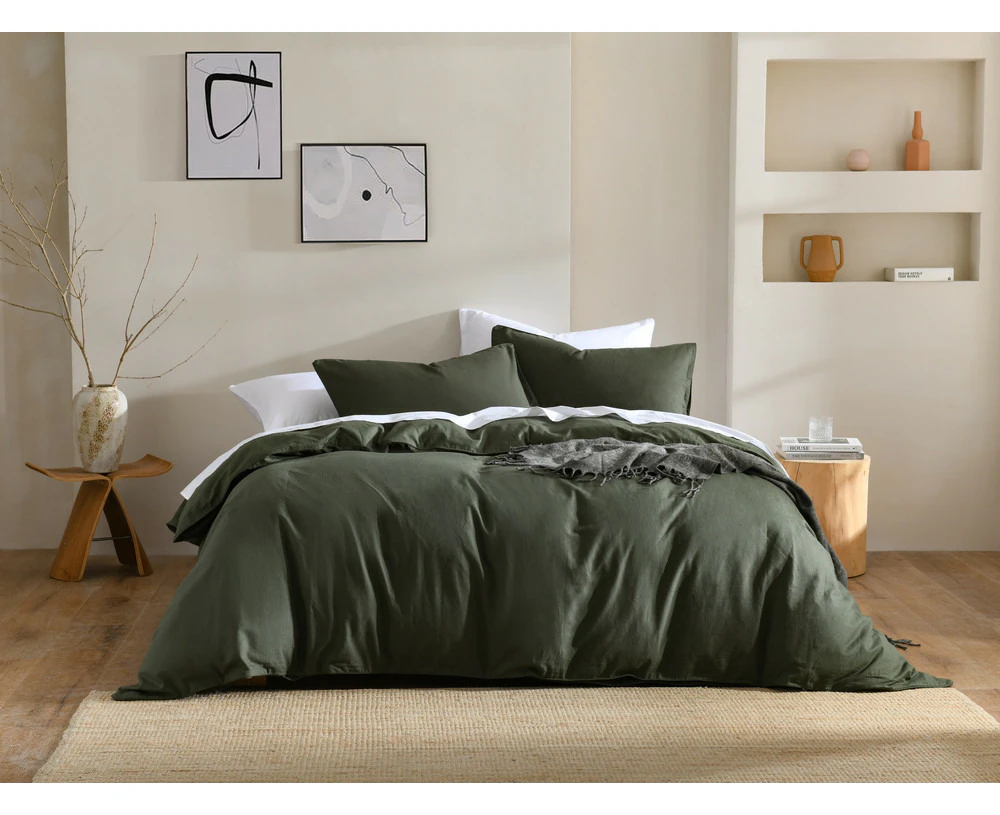 In2linen Washed Linen Quilt Cover Set | Green