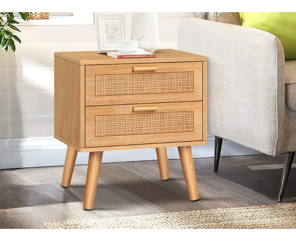 ALFORDSON Bedside Table Nightstand Side Table Rattan Oak