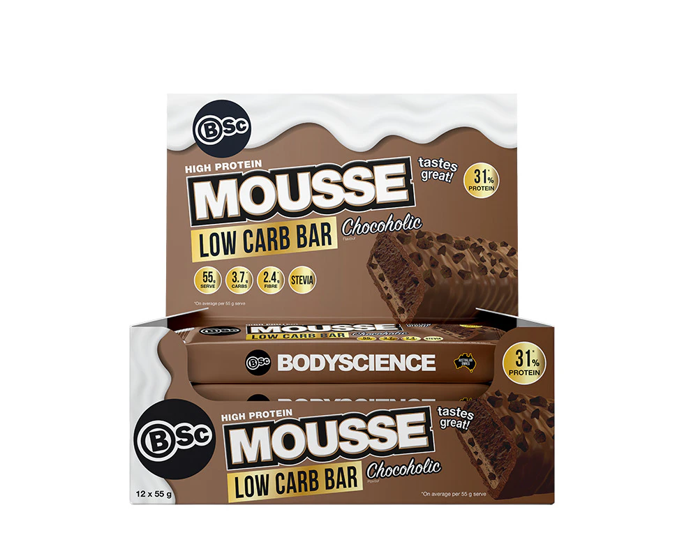 Body Science BSc High Protein Low Carb Mousse Bar [Box of 12] 5 Flavours - Chocoholic