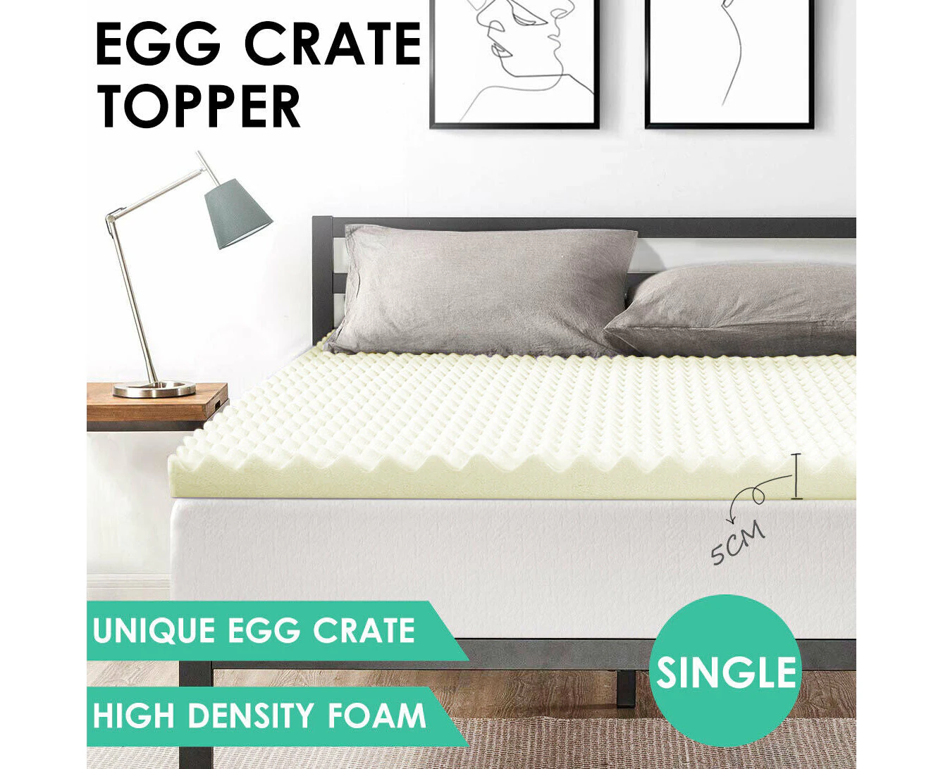 All Size Egg Crate Mattress Topper High Density Foam Underlay Protector 5cm