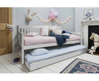 Foret Bed Frame Single Base Trundle Daybed Kids Wood White 2pc