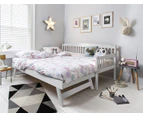 Foret Bed Frame Single Base Trundle Daybed Kids Wood White 2pc