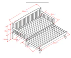 Foret Bed Frame Single Base Trundle Daybed Kids Wood White 2pc