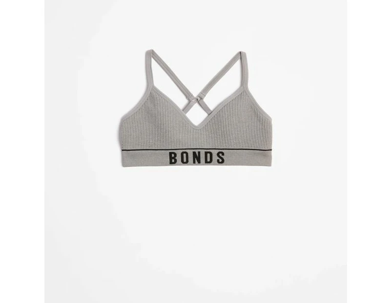 Bonds Girls Retro Rib Contour Crop - Grey Marle