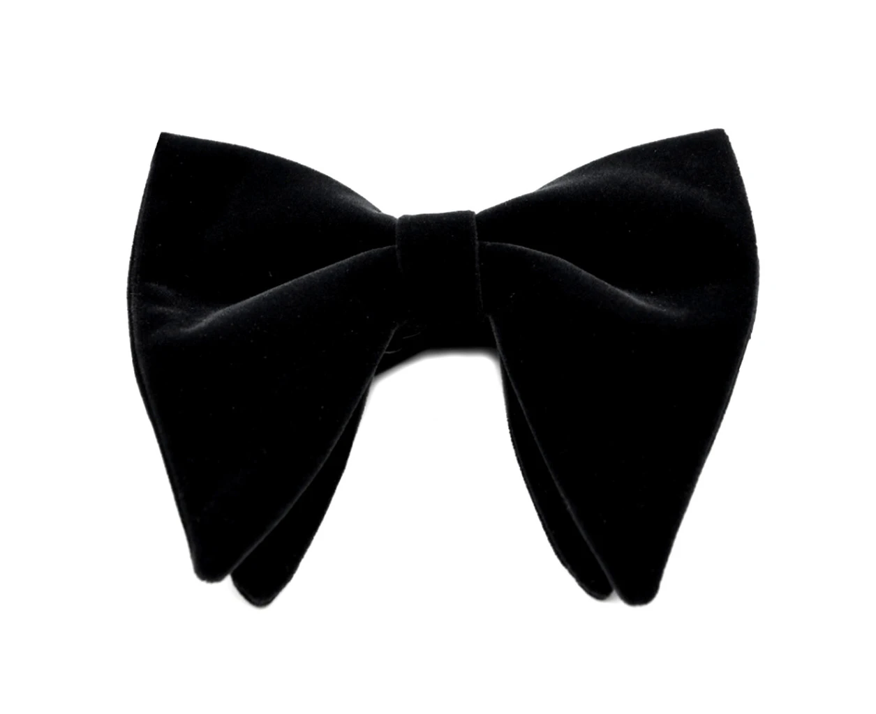 Mens Velvet Vintage Double Layer Pre-Tied Handmade Bow Tie Glitter Solid Color f - Black