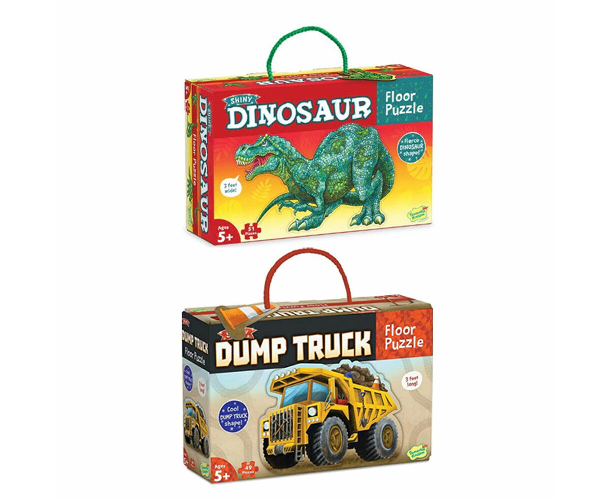 100pc Peaceable Kingdom 3ft Jigsaw Floor Puzzle Dinosaur & Dump Truck 5y+