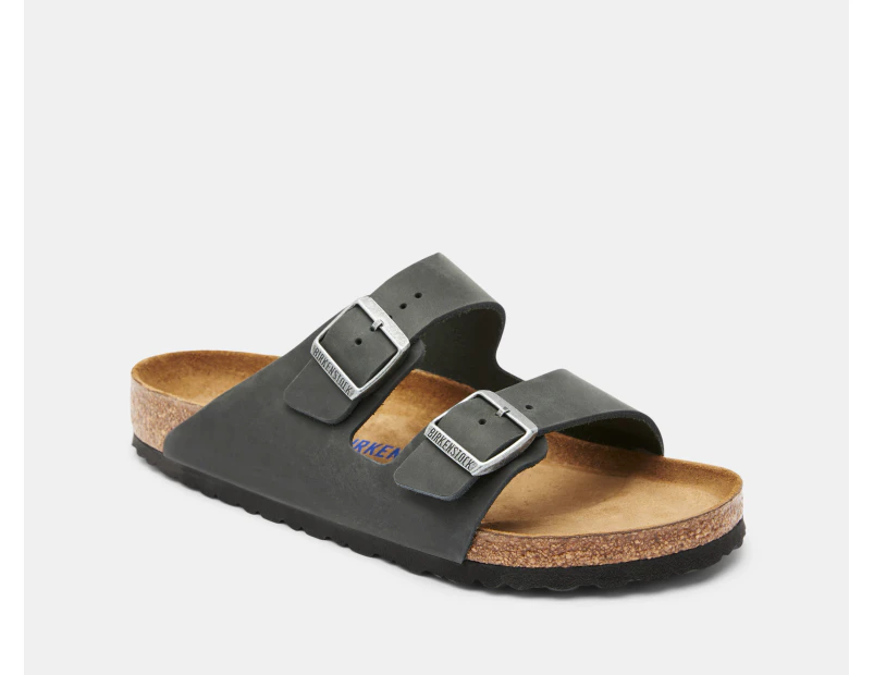 Birkenstock Unisex Arizona Oiled Leather Soft Footbed Narrow Fit Sandals - Black