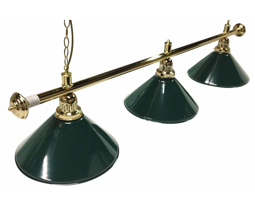 Pool Snooker Billiard Table Lighting - Brass Light (3 x Green Shades) 61 Inch