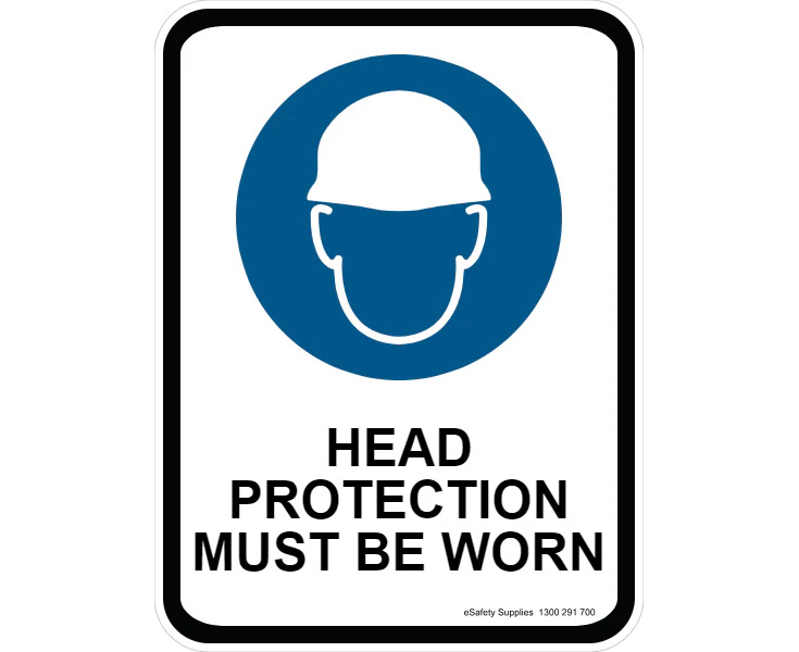 Mandatory Sign - Head Protection Must Be Worn - Aluminium