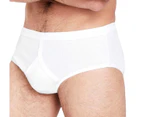 3 Pack X Jockey Mens Y-Front Rib Brief Underwear - White Cotton