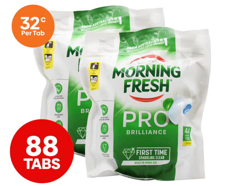 2 x 44pk Morning Fresh Pro Brilliance Dishwashing Tablets Lemon