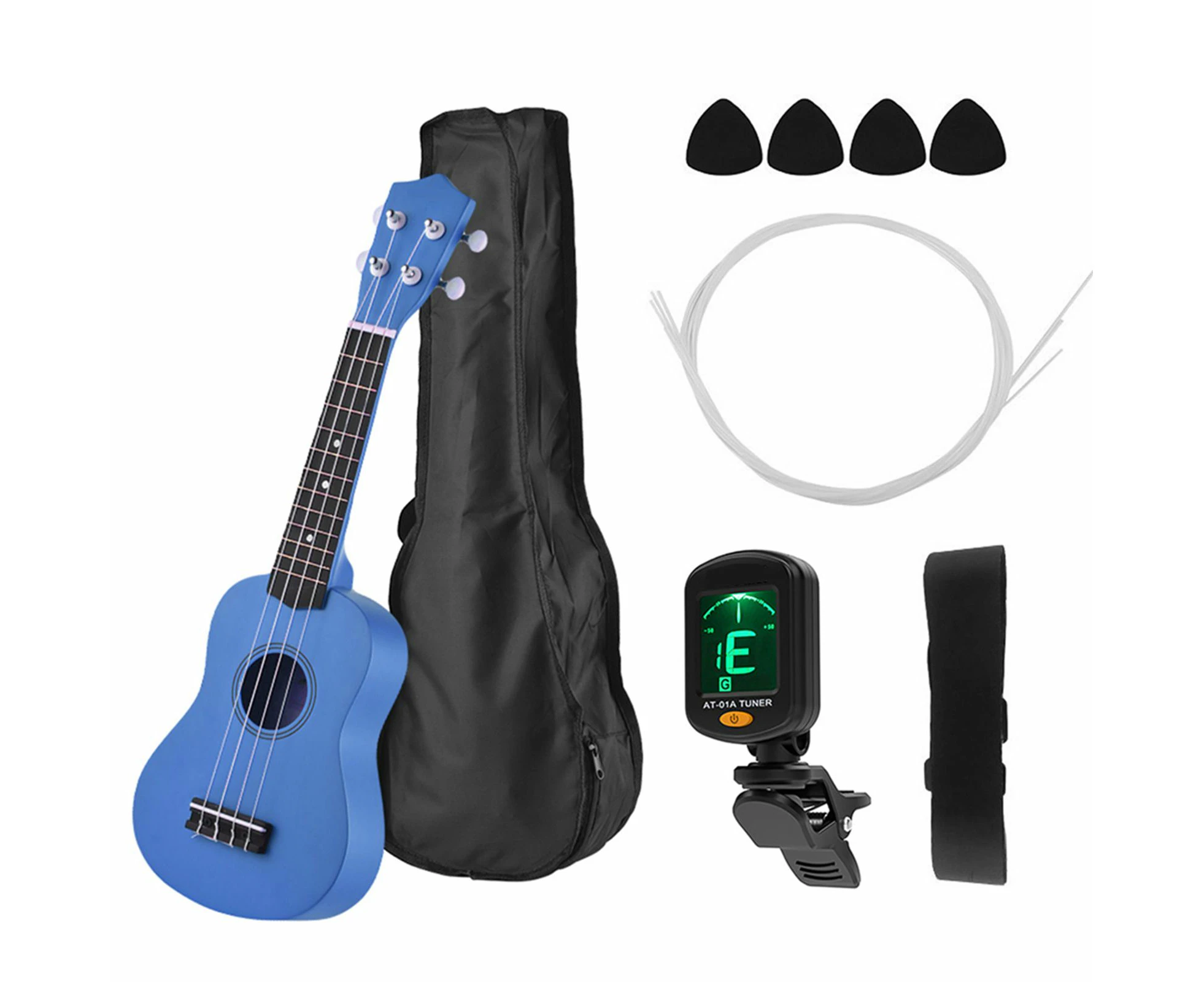 21 Inch Colored Acoustic Soprano Ukulele Ukelele Uke Kit Basswood with Carry Bag Uke Strap Strings Picks Tuner