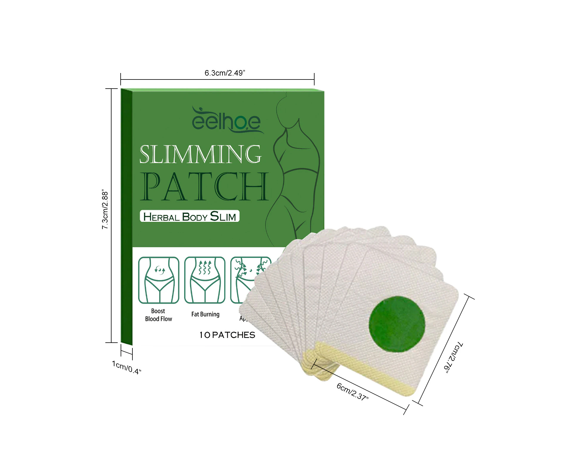 EELHOE 10 Patches Body Slimming Patch Navel Sticker Anti-Obesity Fat Burning for Losing Weight Abdomen Slim Patch Paste